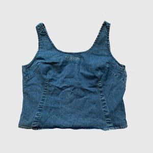 Take 1 Paris Vintage 90s Bedazzled Jean Denim Crop Tank Top